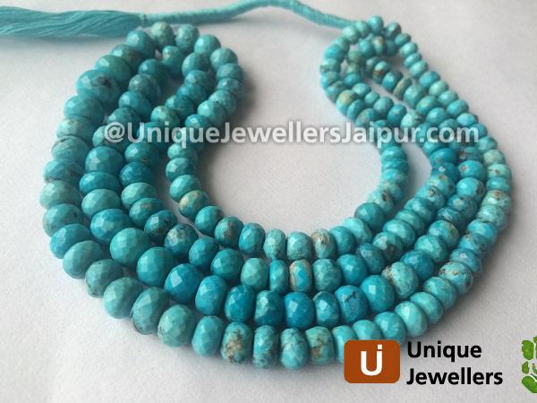 Natural Turquoise Far Faceted Roundelle Beads